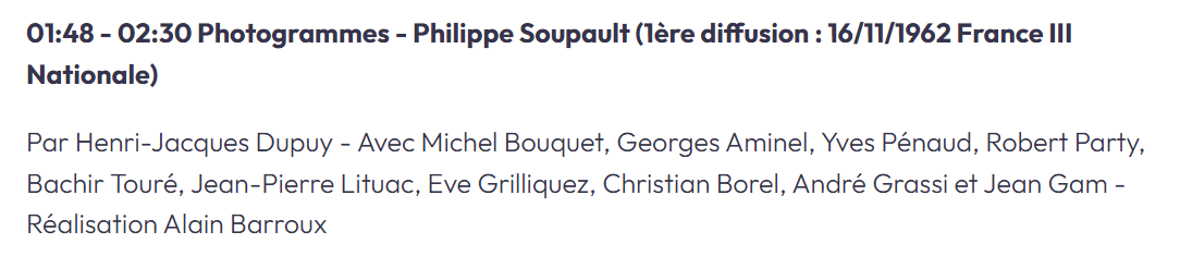 RrrrrrrroyalMax's tweet photo. Fort belle émission des Nuits de @franceculture sur Philippe Soupault, datée de 1962 (France III Nationale).
Hélas, comme souvent pour les émissions de ce type, pas de lien, pas de page sur le site, la misère. 
Réparons un peu cette injustice avec https://t.co/2otMAjFClW https://t.co/dGva6qsJFx