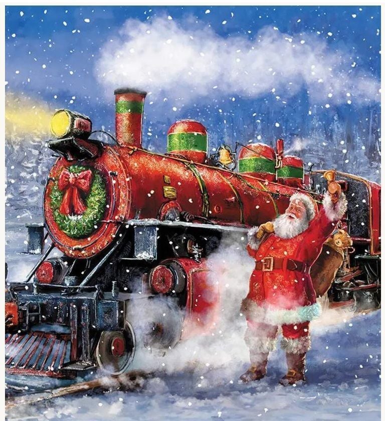 howarths63's tweet photo. More #Christmas Wishes #Santa's Train Panel showcases Santa Claus proudly standing beside his festive train, capturing the true magic of the season. Nothing embodies the joy of Christmas quite like the #Jolly Ol’ Elf himself! https://t.co/5geA8Y5QuS https://t.co/m31SzR2RqU