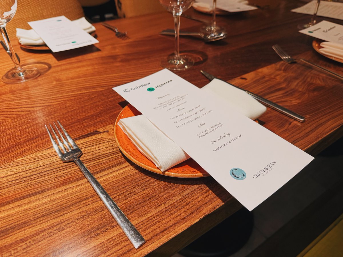 highnotesocial's tweet photo. ✨ What a night. Highnote and @coinflowlabs hosted an intimate dinner at Crustacean SF with fintech leaders: honest talk on what’s working in payments, what isn’t, and what’s next.

Thanks to all who joined! Next stop: @Money2020. See you in Vegas! 🚀

https://t.co/b0wfAxMyU5 https://t.co/NfW4lIYpWk