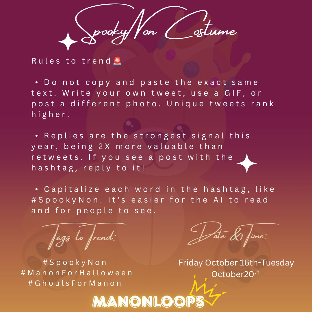 manonloops's tweet photo. CALLING ALL POKÉGHOULS 👻 FOR SPOOKYNON🎃🎃🎃

It’s officially Spooky Season and it’s time to summon your best Halloween Costume ideas for Manon. Read the instructions below on how to participate in this light hearted fun project for the people’s Princess. 

Y’all can start posting your ideas today!!! And remember to use the following tags:
 
#SpookyNon
#ManonForHalloween
#GhoulsForManon