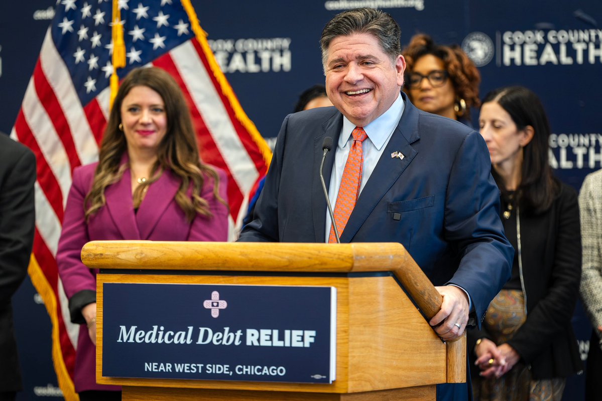 GovPritzker's tweet photo. Illinois has erased more than $1.4 billion in medical debt for hundreds of thousands of people.

Thanks to this effort, 700,000 Illinoisans across all 102 counties can breathe a sigh of relief and move forward without the crushing burden of medical debt. https://t.co/zXoxhadhD0