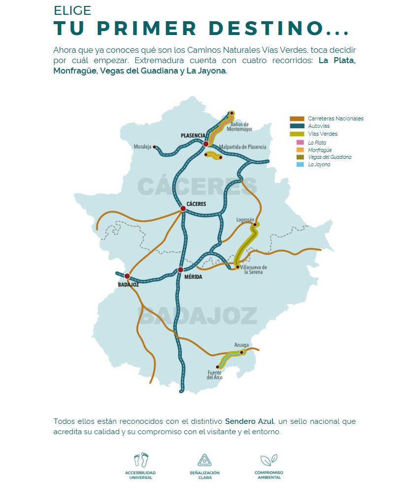extremadura_tur's tweet photo. 🟢 ¿Sabías que en #Extremadura hay 4 Vías Verdes? La Plata, Monfragüe, Vegas del Guadiana y La Jayona.

🥾🚲 Para recorrer a pie o en bicicleta, a tu ritmo.

👨‍👨‍👦‍👦 Con amigos, familia, pareja... ¡Vente! ¡El #otoño es una época ideal para disfrutar de sus paisajes y recursos! 🍁 https://t.co/VZCy8uUmjs