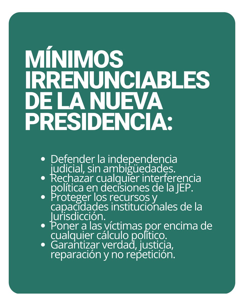 Ccajar's tweet photo. ⚖️ Este 20 de octubre se elegirá la nueva presidencia de la JEP, una decisión fundamental para el futuro de la justicia transicional en Colombia. https://t.co/9TcaC9ZnFy