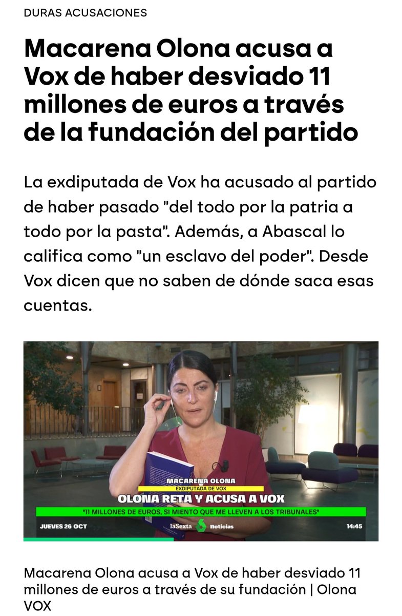 GavinHolier's tweet photo. @Macarena_Olona @eltiempojusto Te expulsan de un partido porque no te daban tu parte y ahora vas de defensora de policías violentos, venga ya! A seguir llorando por que no pudiste rascar de Vox y tu examo abascal no te dio parte de su pastel! https://t.co/eXiso9KiYW