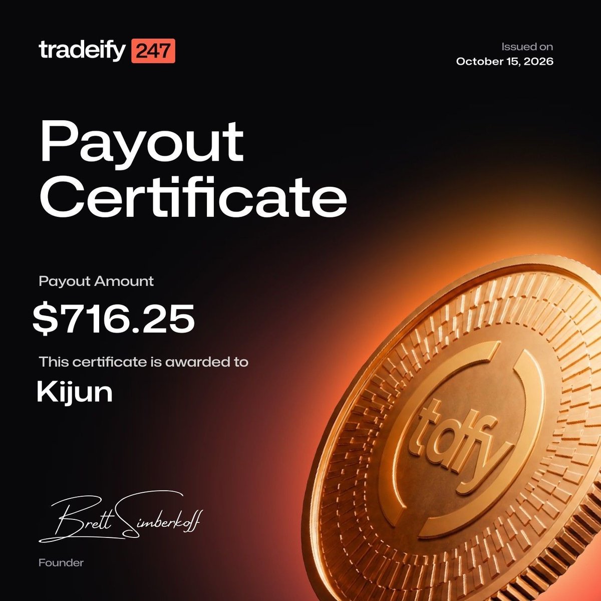 tradeifyperps's tweet photo. More Tradeify 247 traders got paid this week 💸

Ali: $2,419.35
Muhammad: $2,023.20
Kijun: $716.25
Kijun: $591.22

Kijun got paid twice in two days, so we're starting to think he likes it here 😄

Congrats to everyone who got paid. When are you getting yours? 👀 https://t.co/lXTHWYNfnQ