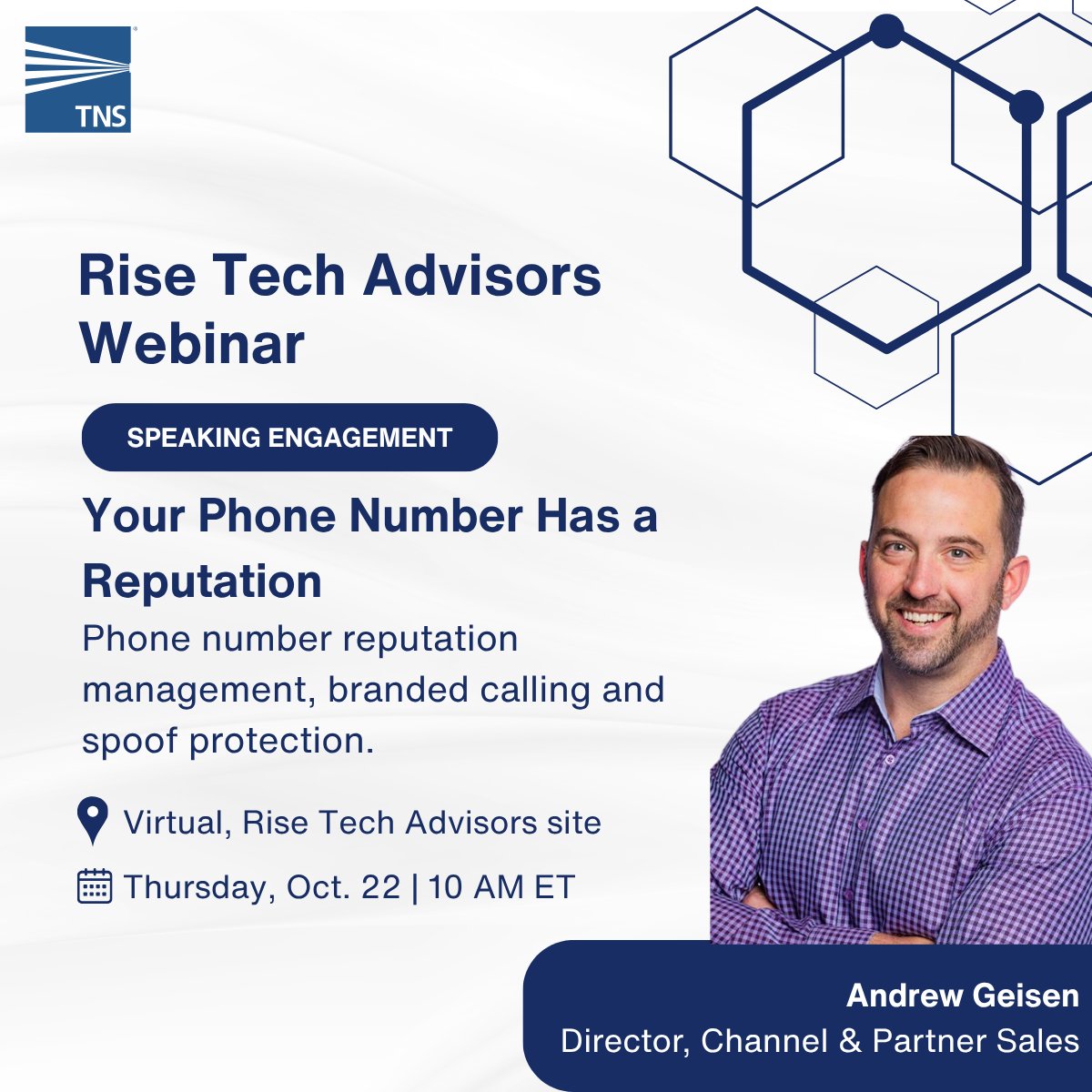 TelecomTNS's tweet photo. Legitimate calls are increasingly ignored or mislabeled as spam. Join @TelecomTNS and Rise Technology Advisors on Oct. 22 to explore phone number reputation, branded calling and spoof protection.

Register: https://t.co/T7SCZMixCr

#BrandedCalling #CallerIdentity #FraudPrevention https://t.co/lYImKoPCnY