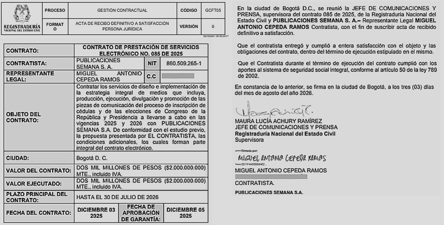 JuanPoe's tweet photo. Sabían que la Registraduría firmó contrato con PUBLICACIONES SEMANA por 2000 mil millones para la estrategia de comunicación de las elecciones al Congreso y la Presidencia (2025-2026) La Registraduría con el medio adversario de Petro y a favor de Abelardo de la Espriella. Sigue👇 https://t.co/uU93pYwLQl