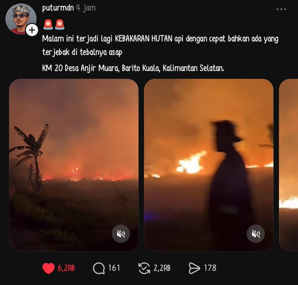dellunera's tweet photo. BREAKING NEWS‼️

malam ini terjadi kebakaran lagi 

YA ALLAH, AKU CUMAN BISA BERDOA 🙏🏻 semoga kalian semua yang di sana selalu dilindungi Tuhan. semoga api segera padam dan hujan turun merata di daerah yang terkena bencana 😭 pray for Kalimantan 🤍 https://t.co/CyUzgkeG7k
