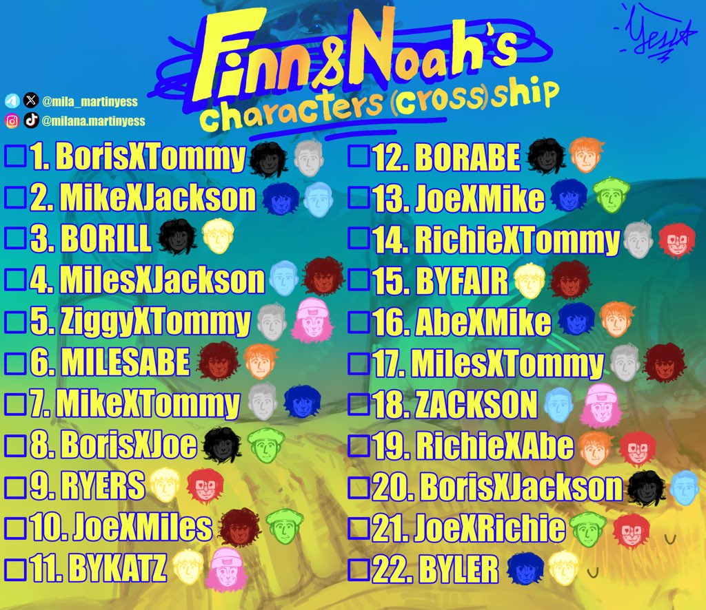 mila_martinyess's tweet photo. FINN&NOAH’s characters (cross)ship
hi! made this crossship list (except byler). help yourselves!! .’p
#crossship #borill #byler #malesabe #ryers #bykatz #borabe #byfair #zackson #strangerthings #thegoldfinch #waitingforanya #it #whenyoufinishsavingtheworld #theturning #abe https://t.co/FUbAMzq91L