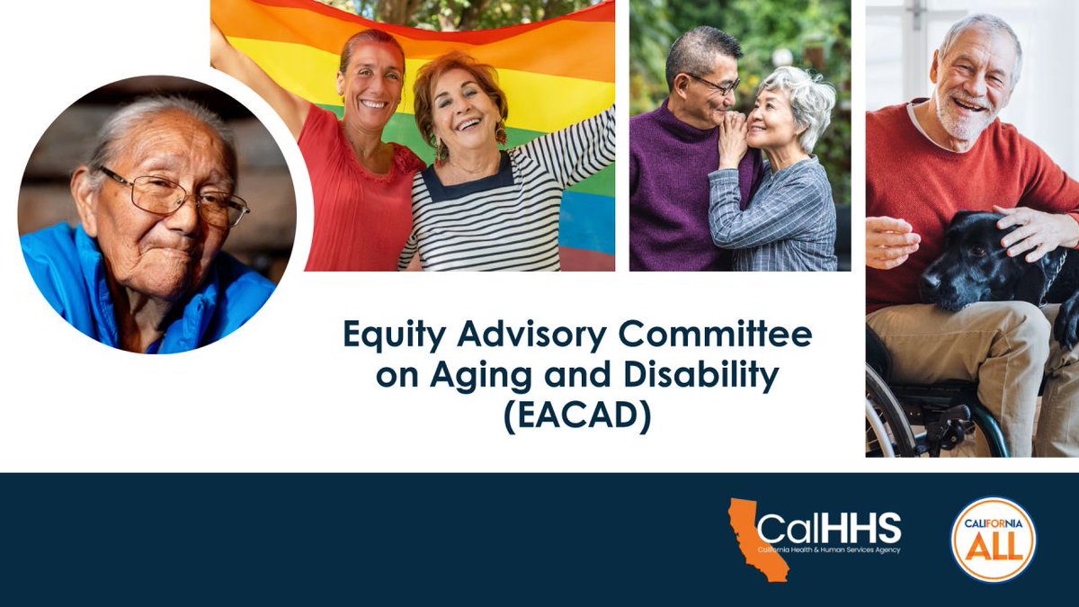 CalAging's tweet photo. 📢 #Reminder Today, October 15 at 10 a.m. (PT)

Equity Advisory Committee on Aging and Disability will meet to plan and implement the Master Plan for Aging (MPA) aging and disability programs and services.

Register via Zoom: https://t.co/oWCdgs5Kdy https://t.co/57xF0PzJsh