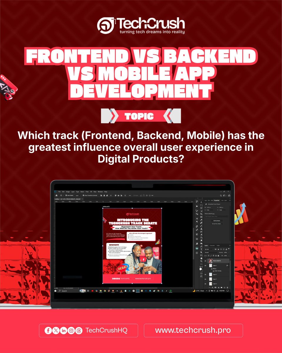 PrynzDaCypher's tweet photo. My take as a backend developer: FE attracts users, but BE keeps the experience reliable. A beautiful UI means little if APIs are slow, data is unreliable, or security is weak.

#debate #techcrush #tech4africanscholars https://t.co/XEwQpY2p47