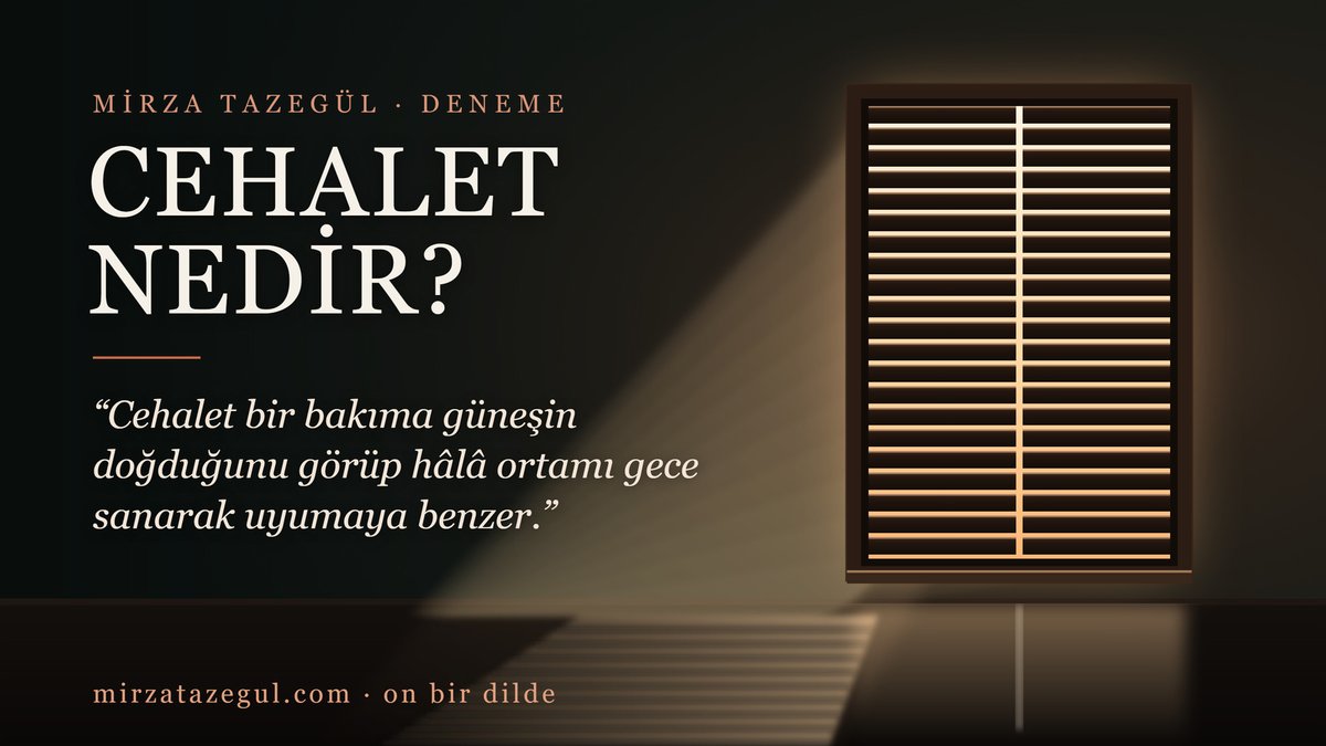 Mirzate's tweet photo. “Bugün insanlık tarihinin en geniş bilgi erişimine sahibiz ve cehalet gerilemiş değil, yalnızca kabuk değiştirmiş durumda.”

“İnsan bildikçe sesini alçaltır.”

“O hâlde çatlak nerede açılır?”

“Cehalet Nedir?” denemem sitemde, on bir dilde. Bağlantı yanıtta.

#deneme #cehalet https://t.co/29GLWVc5vC