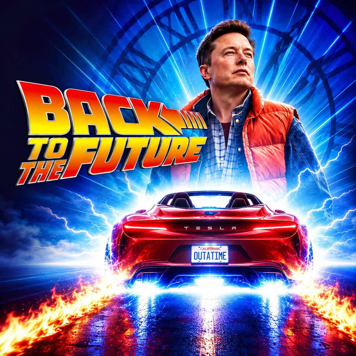 FirstCoinLaunch's tweet photo. Elon is hiding so many back to the future easter eggs 

He says timing is everything 7:55 is a reference to the movie

Look: https://t.co/pmNjvLV23Q

The original launch poster also has a quote if you saturate the colors

https://t.co/0p414dOkxg https://t.co/g8eCGi4Py5