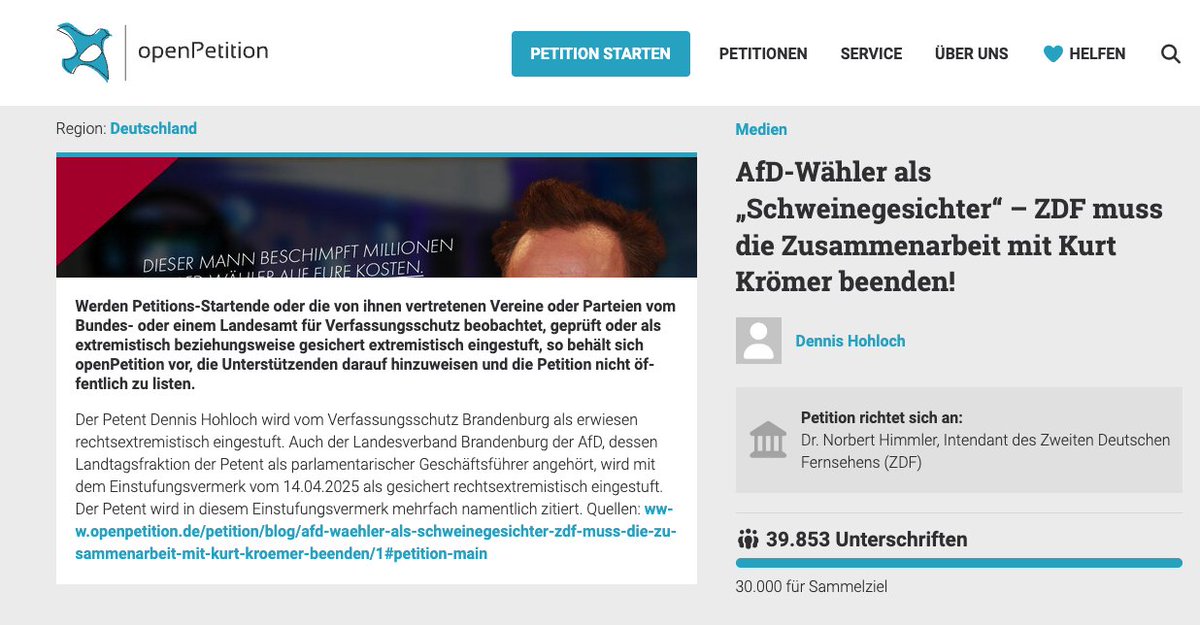 Gedankenbude's tweet photo. Jetzt schon fast 40.000 Unterschriften! 
Es geht um Schweinegesichter, Kurt Krömer und ZDF https://t.co/oD23gyXyw9