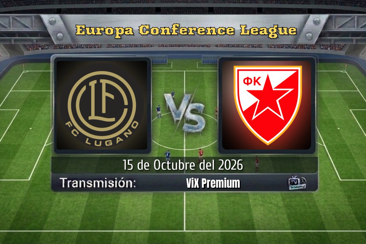 TVDELDEPOR2's tweet photo. UECL | Jornada 1
Lugano 🆚 Estrella Roja 
12:45 HRS ET 
📱💻 @ViXDeportes Premium USA 

#UECLenViX | #LUGESR https://t.co/wT6y0flUzG