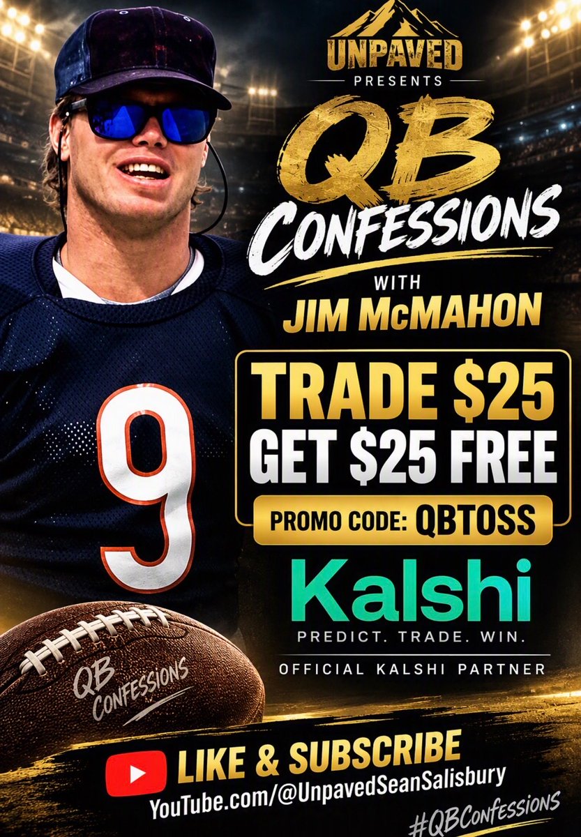 JimMcMahon's tweet photo. The #1 prediction market in the country and an amazing partner and teammate of or show QB Confessions with @seanunfiltered On YouTube. Get in on some of tonight’s action! https://t.co/rCBtaMKxyn #QBConfessions #Kalshipartner https://t.co/r9ntdBj5vp