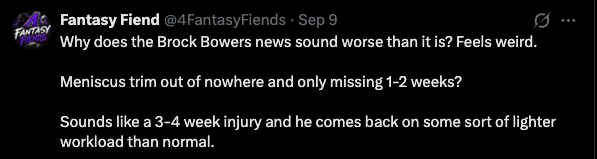 SteveHe99136727's tweet photo. @4FantasyFiends @CintrixIRL @JoeyO70 says the genius who wrote this lol. Thanks for the insights *checks notes* fantasy fiend with 157 followers haha https://t.co/yWf788wXS2