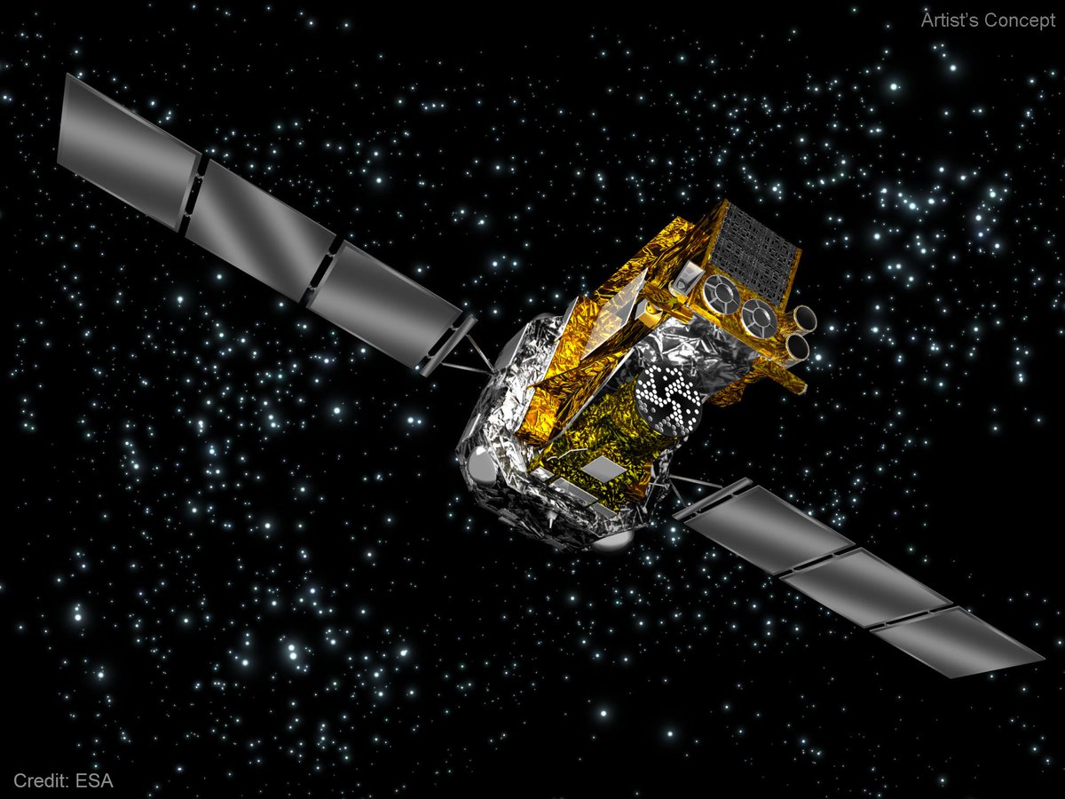 NASAUniverse's tweet photo. #TBT to Oct. 17, 2002, when @ESA's INTErnational Gamma-Ray Astrophysics Laboratory (INTEGRAL) launched to study the cosmos using the highest-energy form of light. INTEGRAL contributed to many discoveries, sometimes in tandem with @NASA observatories. https://t.co/NO7ka7BWtM https://t.co/5HpOgJwUpi
