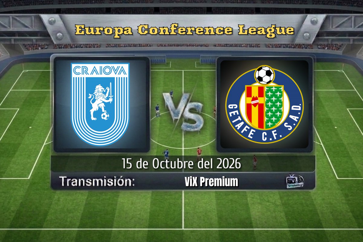 TVDELDEPOR1's tweet photo. UECL | Jornada 1
Univ. Crainova 🆚 Getafe 
12:45 HRS ET 
📱💻 @ViXDeportes Premium USA 

🎙️ @AgomezlunaM

#UECLenViX | #UCRGET https://t.co/1hbLcSLGwc