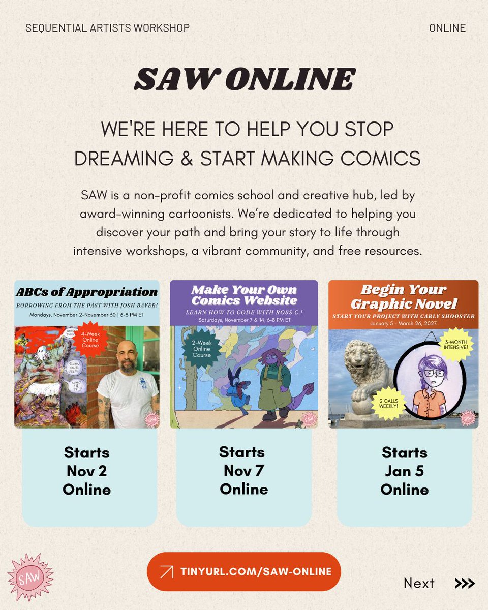 comicsworkshop's tweet photo. Explore the ABCs of Appropriation in this 4-week class with Josh Bayer (Unended, Utzy and Dusty, Theth)! 

💻 Where: 4 Mondays Starting November 2 
🕦 When: 6 PM-8 PM Eastern / 3 PM-5 PM Pacific

https://t.co/jFLi2MOWxd https://t.co/Zi5JwklMAD