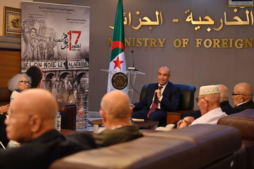 Algeria_MFA's tweet photo. أشرف كاتب الدولة، السيد @SECCNE_Chaib على حفل استقبال على شرف وفد من أبناء الجالية الوطنية، يضم مجاهدين وممثلين جمعويين وناشطين شباباً مهتمين بالتاريخ والذاكرة الوطنية، بمناسبة مشاركتهم في البرنامج المسطر لإحياء الذكرى_65 لمظاهرات 17 أكتوبر 1961، المخلّدة لليوم الوطني للهجرة. https://t.co/LNBXNW8QyW