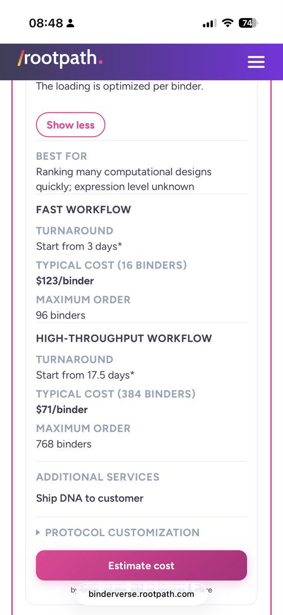 RootPathGx's tweet photo. @devcayer Yep. We have a fast mode and high throughput mode. The latter uses pools and cuts the cost by about half, at the expense of longer turnaround time: 2.5 to 4 weeks depending on workflow, which is on par with industry standard. See screenshot: https://t.co/UdCvQYgtQd