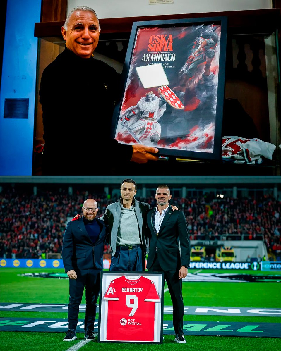 cskaarg's tweet photo. Hristo Stoichkov y Dimitar Berbatov dicen presente en el estadio nacional 👊🏻🔴⚪️ https://t.co/zTk3LHRSTX