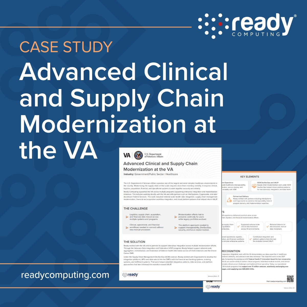 Ready_Computing's tweet photo. At the VA, Ready Computing supported the integration of clinical, logistics, and financial workflows across complex healthcare systems serving over 11 million Veterans.

Case study: https://t.co/AVmf1FF9cr

Book a session:: https://t.co/GNDUW8uWLK

#FederalIT #ReadyComputing https://t.co/BsDJLFVWGd