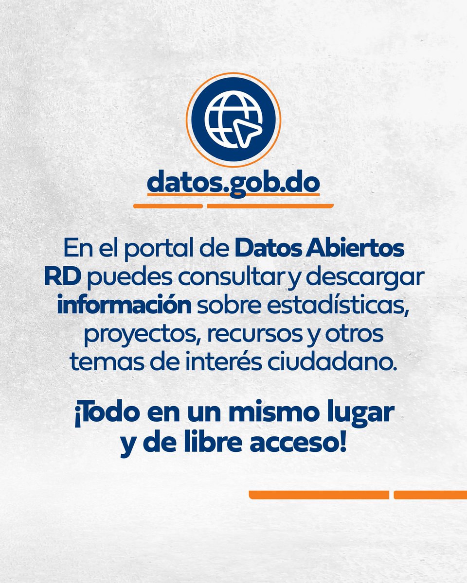 RDMOPC's tweet photo. ¿Buscas información oficial sobre temas de interés público?

En Datos Abiertos RD puedes consultar y descargar información pública sobre estadísticas, proyectos, recursos y otros temas de interés ciudadano.

Todo en un mismo lugar y de acceso libre.

#MOPCRD https://t.co/Brf0QXShxa