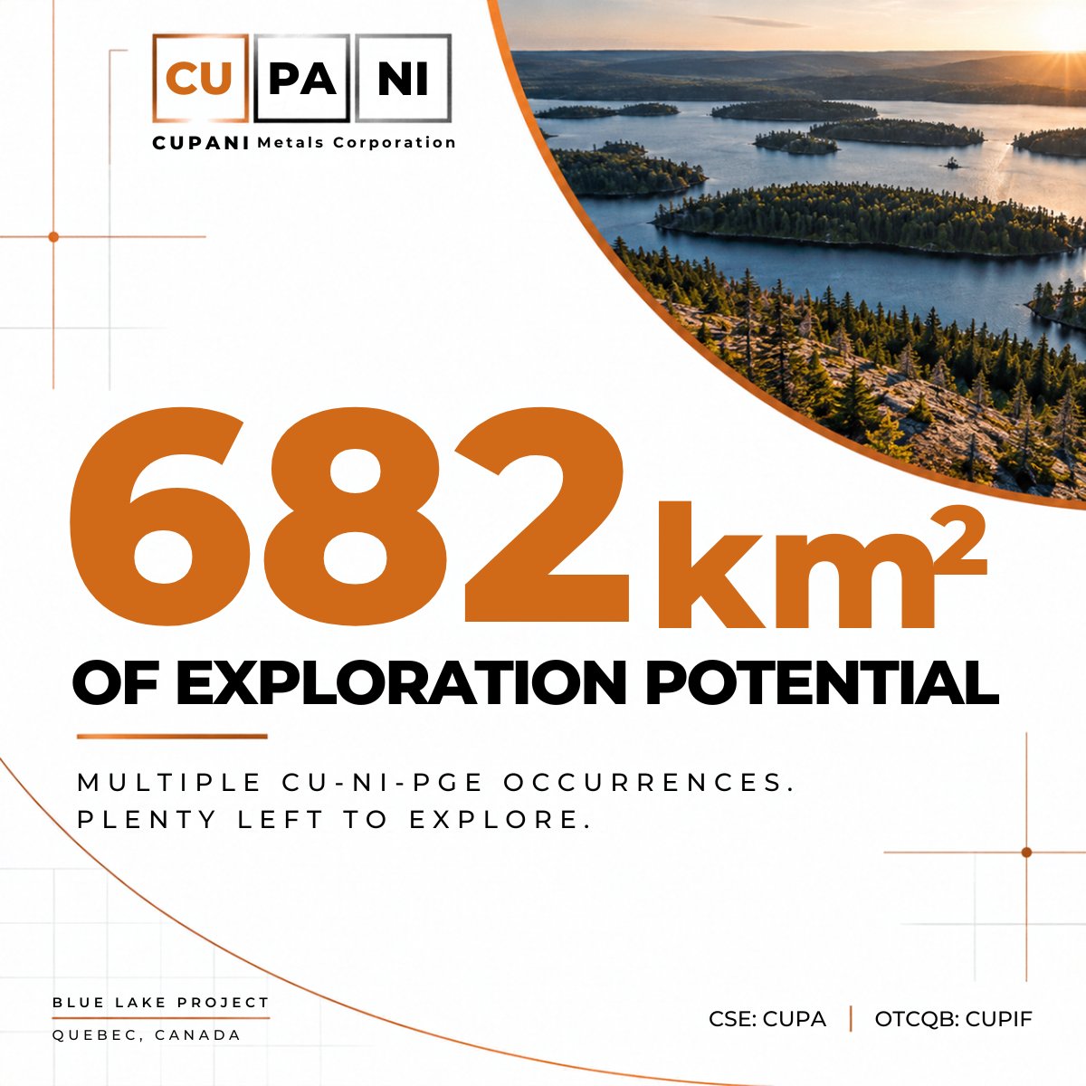 MetalsCupani's tweet photo. 📍 682 km². Multiple Cu-Ni-PGE occurrences. Plenty left to explore.

Blue Lake hosts known mineralization within a much larger land package, including significant strike length of favourable geology that has seen limited historical exploration.

Explore the scale of Blue Lake: https://t.co/4QM9VoeYg5

$CUPA $CUPIF