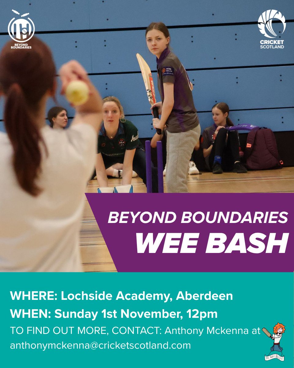 CS_Development's tweet photo. We have two @CricketBeyond Wee Bash events coming up in Coatbridge and Aberdeen across the next month! 🙌 

➡️  https://t.co/0CLJyV0btZ https://t.co/T6SgULZUCy