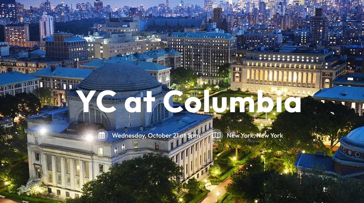 shiv_kampani's tweet photo. next week, Vishnu and I will be speaking at the YC @ Columbia event.

transformative times call for great ambition.

when your grandkids ask you where you were when superintelligence was born, don't say Goldman Sachs.

a 15 min chat with @agupta at Columbia in 2025 encouraged us to take a bet on ourselves + apply to @ycombinator. i hope we're able to pay that forward.