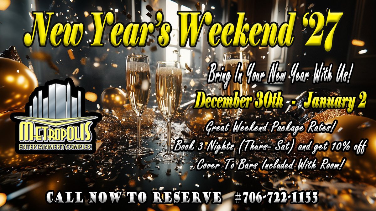 ParliamentAug's tweet photo. 2026 is coming to a close, and weβre ready to send it out with a BANG! ππ₯ Start planning your New Yearβs getaway at The Metropolis Complex! Call the front desk to book your stay: 706-722-1155. ππΎ
#LGBTQTravel #LGBTQEvents #GayTravel #LGBTQAugusta #GayAugusta π³οΈβπ https://t.co/VanC21U3kd