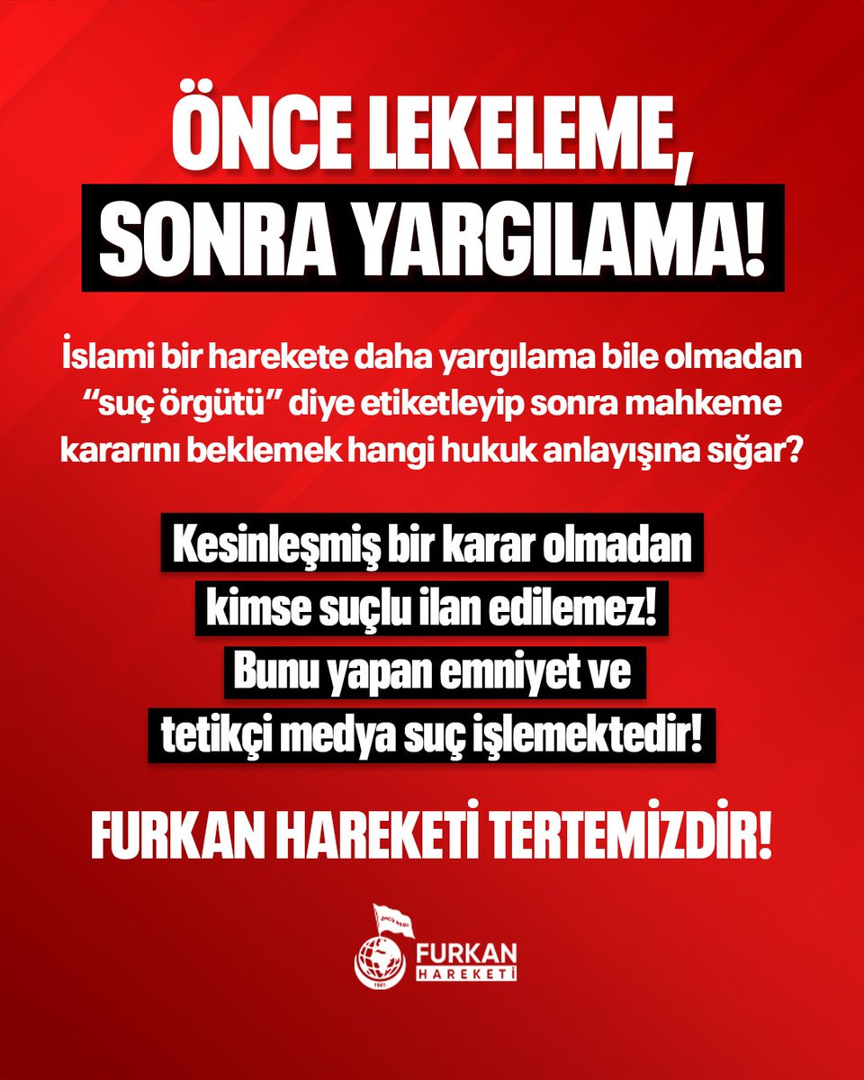Muhammedranbani's tweet photo. Daha iddianame dahi yazılmamışken çarşaf çarşaf suç örgütü propagandası yapan tetikçi medya "masumiyet karinesini" ihlal ederek suç işlemektedir
SuçDeğil SusDosyası
SuçÖrgütü IftirasınaCevap
FurkanHareketi Tertemizdir
MasumiyetKarinesi GaspEdildi https://t.co/5gZU7ppzSN