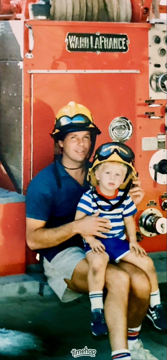 spencerpratt's tweet photo. Me and my dad on an LA County rig back in the good old  days. We have virtually zero pictures of our early years because they all burned up, so this one is special.

I should've paid more attention when they were showing me the pumps. Maybe we could've saved our houses. https://t.co/7Osmw4Al7U