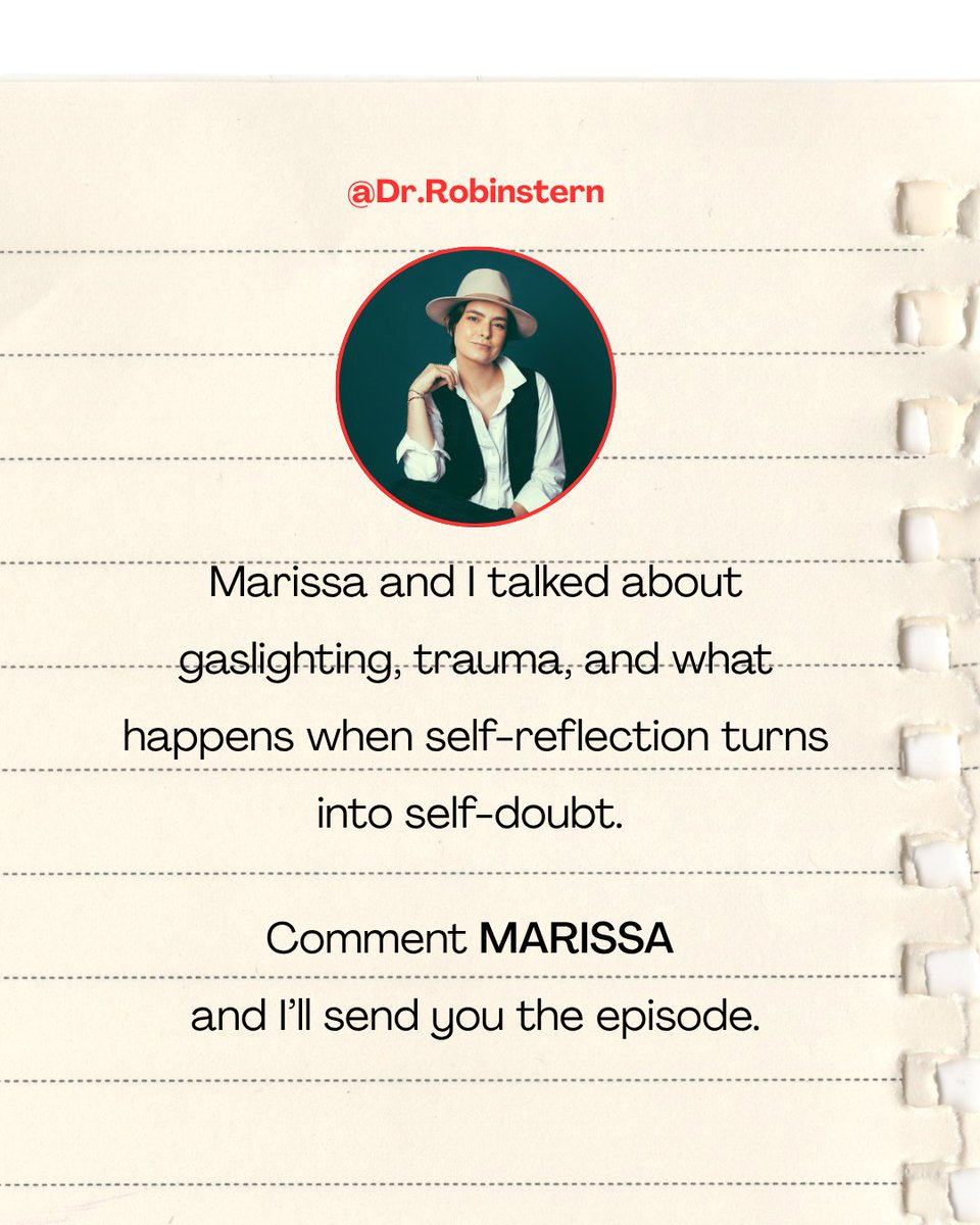 RobinSStern's tweet photo. The person easiest to gaslight may be the one most willing to admit they could be wrong. Self-reflection is healthy. Doing all of the questioning while someone else defines reality is not. Marissa Ghavami and I talked about that line. https://t.co/PQ3t05bpdq https://t.co/wctatBQmQu