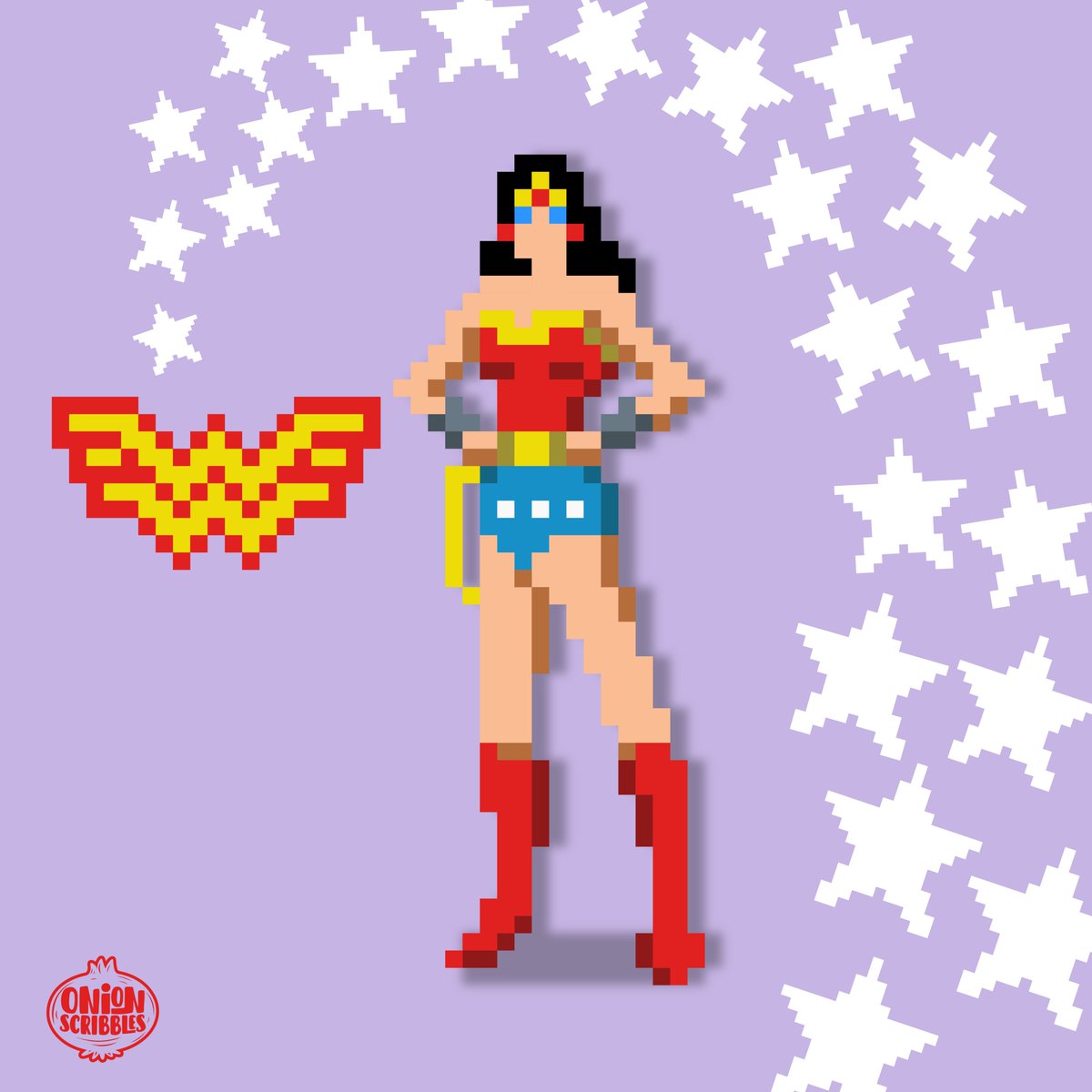onion_scribbles's tweet photo. Saving the world, one pixel at a time! ⭐💥

A little retro gaming nostalgia meets superhero power! 🕹️✨ My latest pixel art illustration features the iconic Wonder Woman in all her 8-bit glory! ❤️💛💙

#PixelArt #WonderWoman #RetroGaming #8BitArt #DCArt #fanart #illustration‌‌ https://t.co/4TRxfCOGtG