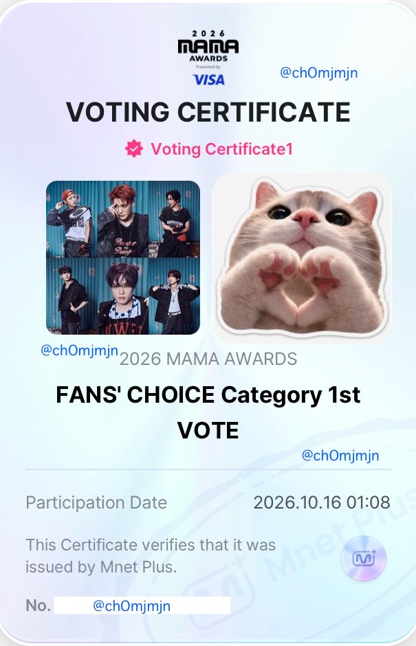 ChOmjmjn's tweet photo. 🍀🦊🐶🐻🐰🐬🐹🍀 D-5

I vote for #NCTDREAM on #2026MAMAVOTE https://t.co/rwADqa3Lud