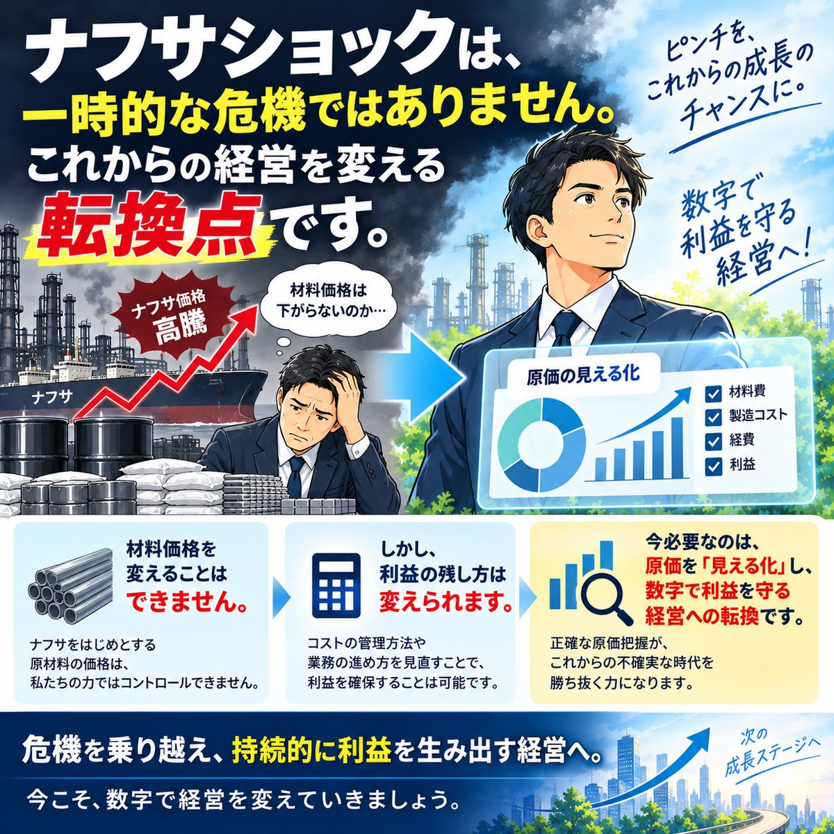 COSMO_NEXT's tweet photo. #建設業 #製造業 #どんぶり勘定 #原価管理
「売上は伸びているのに、なぜか利益が残らない」
▼無料相談
https://t.co/WLrzeJloHb https://t.co/bisT9tHvxk