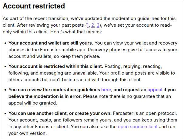 mxjxn's tweet photo. farcaster sold to network school and they *instantly* terminated my access for having said mean things to bots https://t.co/L9QZxaqjt3