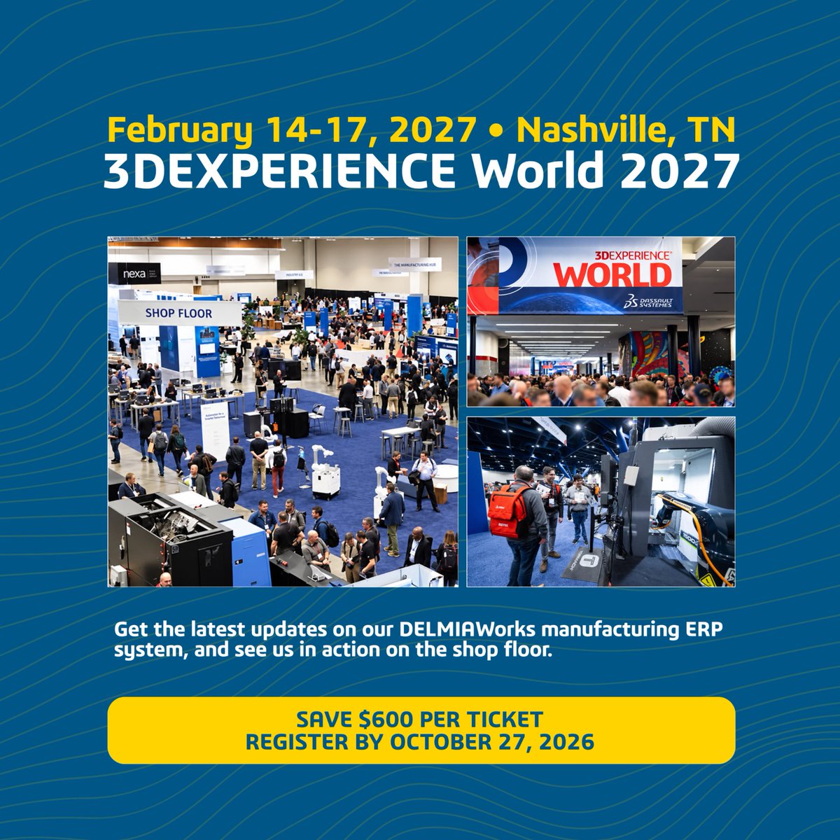 DELMIAWorks's tweet photo. We’ve got some exciting plans for DELMIAWorks customers at 3DEXPERIENCE World 2027 and can’t wait to see you there. Registration is now open with our best early-bird discounts. Learn more and register at https://t.co/5zRcSEMofz https://t.co/jpiEb1rmj3