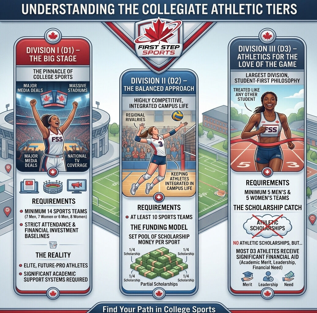 1st_Step_Sport's tweet photo. Find Your Path in College Sports! 🏆

Which division fits your goals? 👇

#CollegeSports #FirstStepSports #NCAA #Recruiting #AthleteLife https://t.co/SP3pxr9Q7p