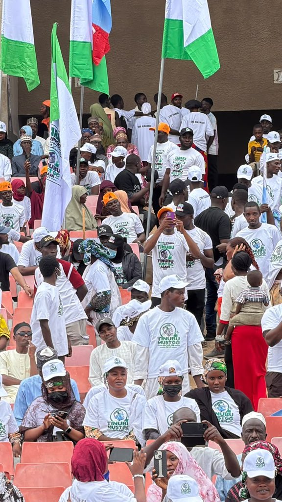 KawuGarba's tweet photo. People came out in their masses for a rally in support of President Bola Tinubu re-election in Yola, Adamawa State today. 
#ArewaForAsiwaju

Who is going to report these people x/twitter account now? 🙆🏾😭 https://t.co/PFeELzqx4W