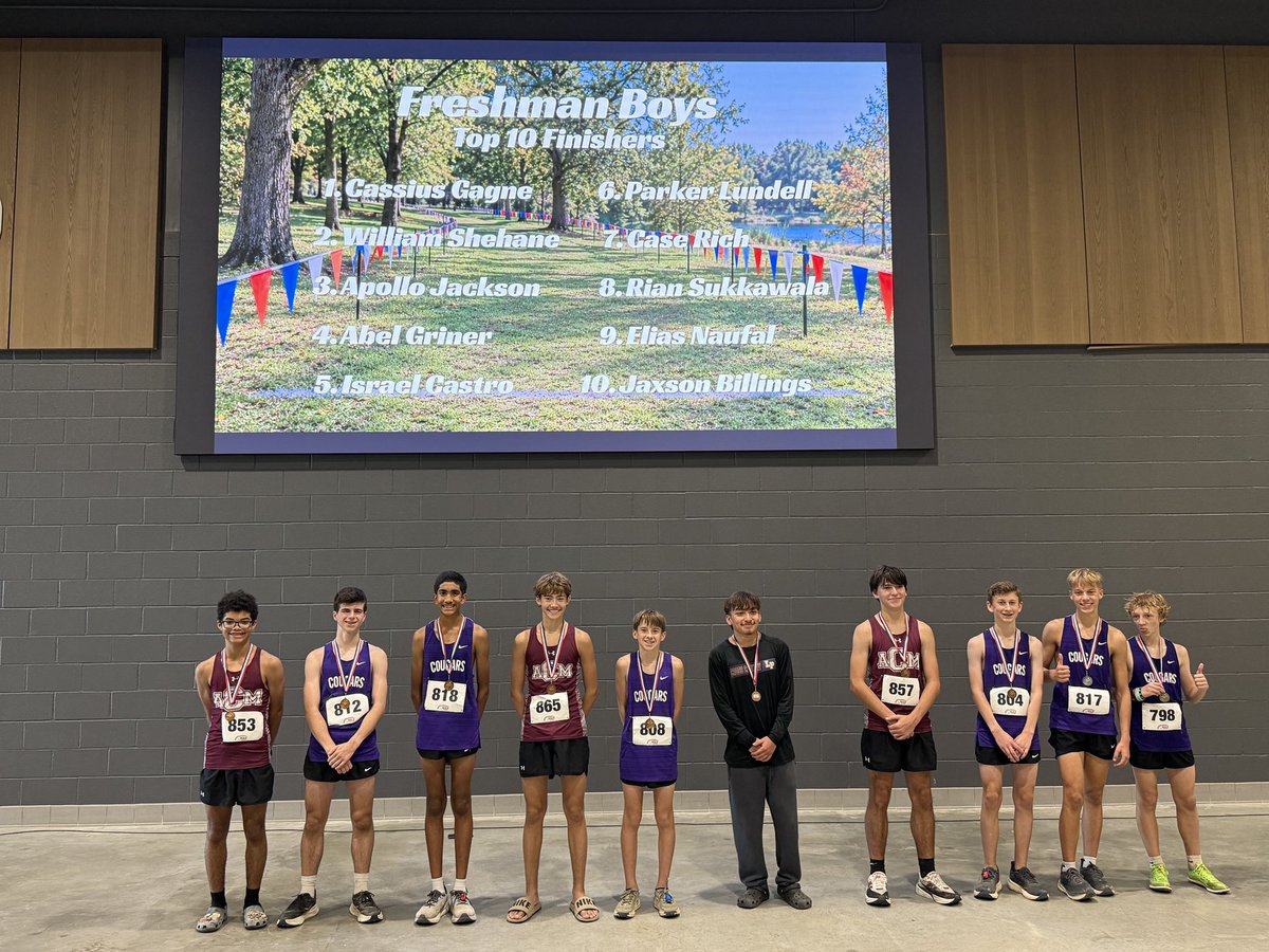 CSHS_Distance's tweet photo. ‼️District 17-5A Freshman Boys Results‼️

Guys came in CLUTCH🤝and finished a STELLAR day from our #OxygenMonsters 

DISTRICT CHAMPIONS🏆

Cassius is CHAMP🏆
William 2nd 🥈
Apollo 3rd🥉
Parker 6th🏅
Rian 8th🏅
Elias 9th🏅

#Fearless https://t.co/izoTZRRoK3