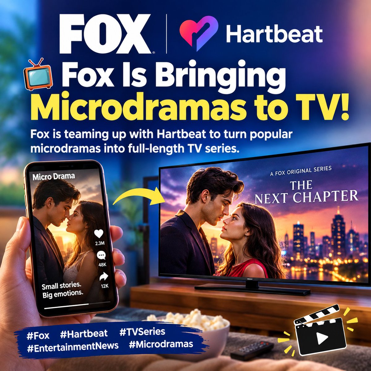 sunalidebnyc's tweet photo. 📺🎬 Fox Is Bringing Microdramas to TV!
Fox is teaming up with Hartbeat to turn popular microdramas into full-length TV series.
#Fox #Hartbeat #TVSeries #EntertainmentNews #Microdramas
https://t.co/Yinjg5aYTZ https://t.co/hFjypCwDBs