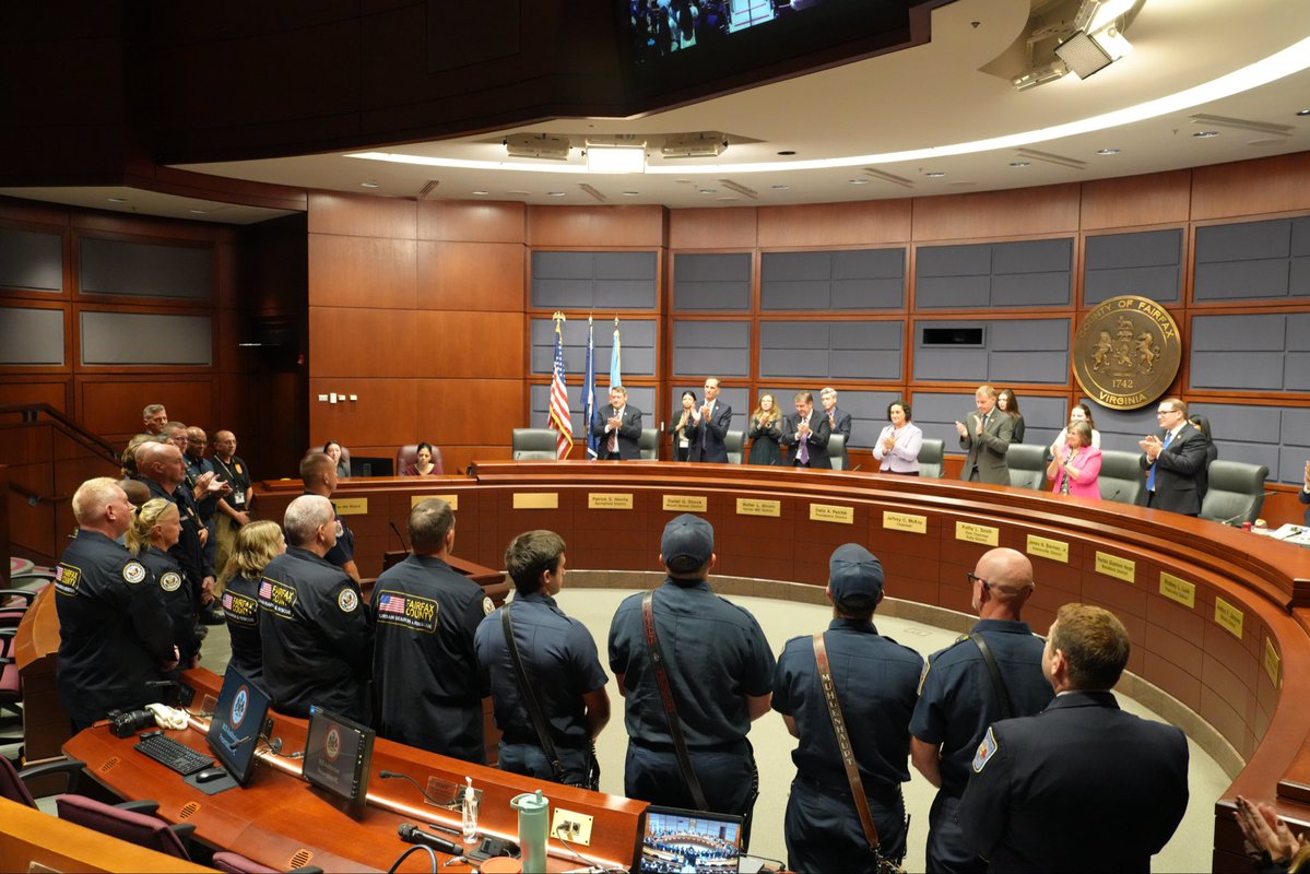 VATF1's tweet photo. This week, the @fairfaxcounty Board recognized USA-01 for our response to the June earthquake in Venezuela.

Thank you to the Board for honoring our team.  It’s an honor to serve and represent Fairfax County wherever we respond. 

@ffxfirerescue https://t.co/Sa1udA7bJD