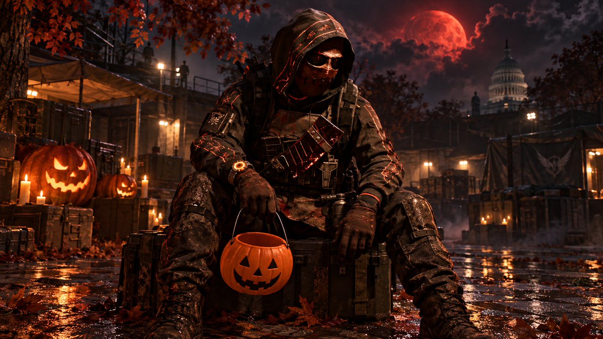 bl0odlock's tweet photo. Red Moon Unleashed. Carver outfit on. Still no Prima Donna.

Dressed like the final boss. Trick or treating for a gun.

#TheDivision2 https://t.co/3TuQxoc8zF