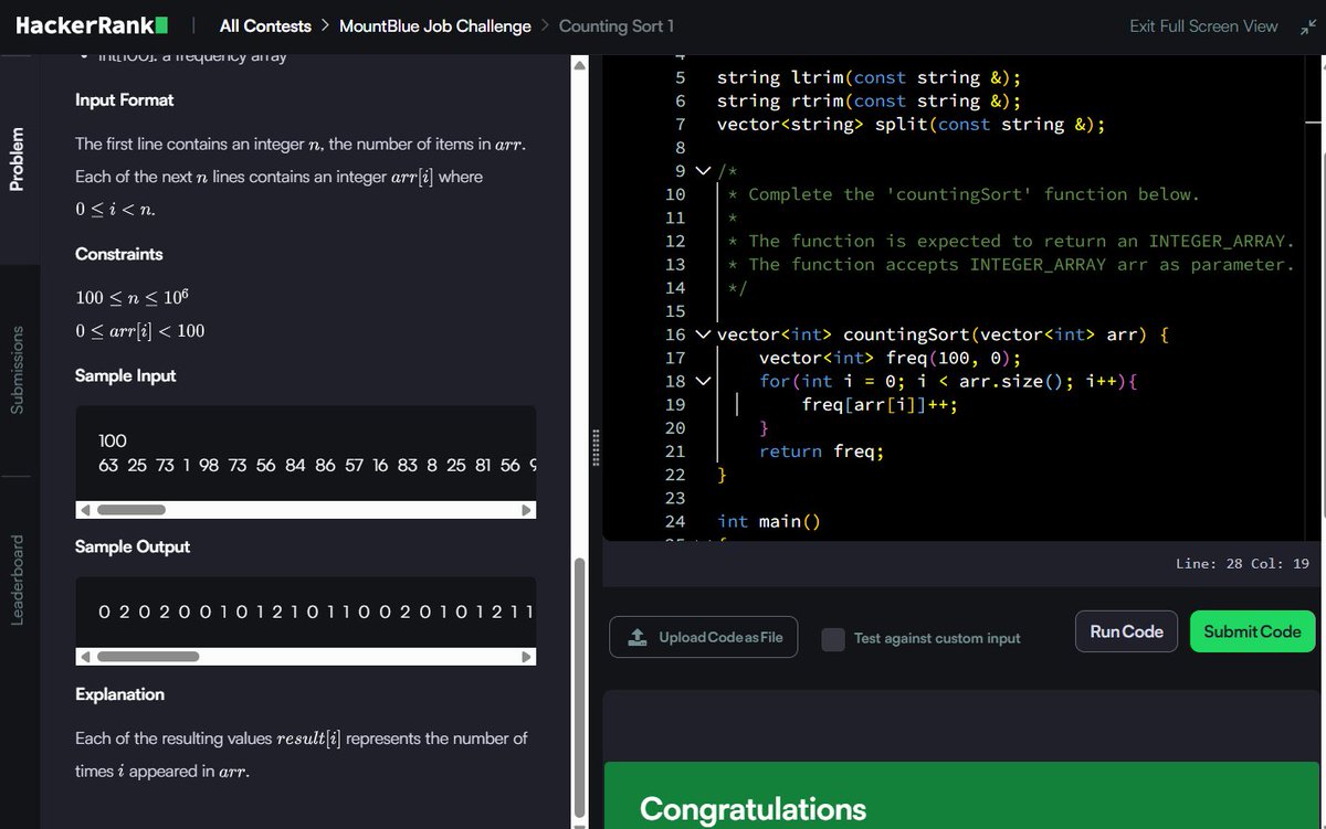 Muskanm_1227's tweet photo. Day 158/200 #200DaysOfCode | Daily DSA Practice ⚡

1. Counting Sort 1: O(N) TC | O(1) SC
2. Priyanka and Toys: O(N log N) TC | O(1) SC
3. Cavity Map: O(N²) TC | O(1) SC
4. Strange Counter: O(log t) TC | O(1) SC

Breakdown below 👇

#DSA #HackerRank #Cpp #Coding #Assessment https://t.co/tBAiFKTx3C