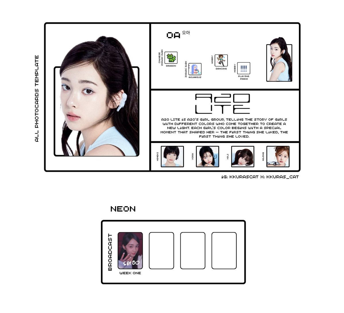 kkuras_cat's tweet photo. A2O Lite Template NEON - all photocard
Update 15/10/2026
RADA | MERCI
AYUNE | OA
+ AIJING
#a2olite #neon neon photocard poca 포카 https://t.co/38iOynNhai