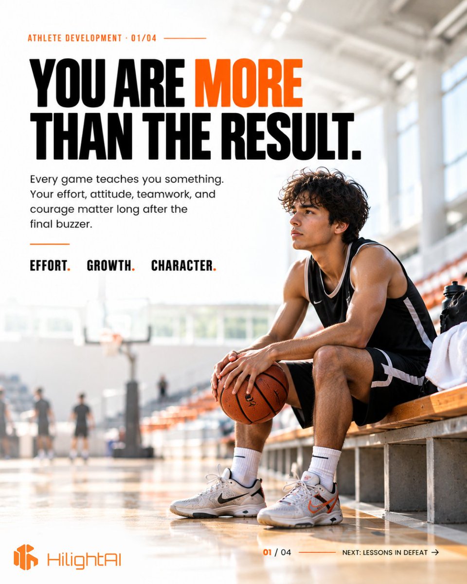 HiLight_AI's tweet photo. π You are more than the result. Your journey is bigger than one game.
Keep growing with HiLightAI. Discover a more thoughtful way to understand your sporting journey!
#HiLightAI #AthleteDevelopment #Basketball #AthleteMindset #SportsPerformance #PlayerDevelopment #Sports https://t.co/RdRmDS3ZkK